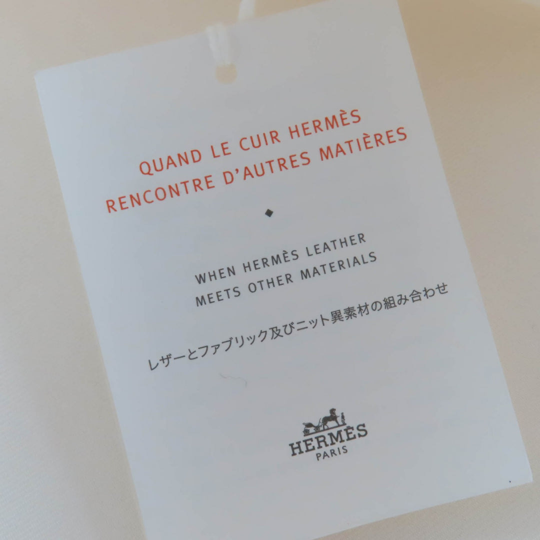 新品 HERMES ベレー帽 サントノレ セリエ メタルレザー アイボリー コットン レディース 58