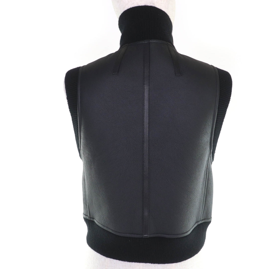 Excellent HERMES Best Knit switching ZIP UP Mouton black Sheep Women 34 3H1231D5