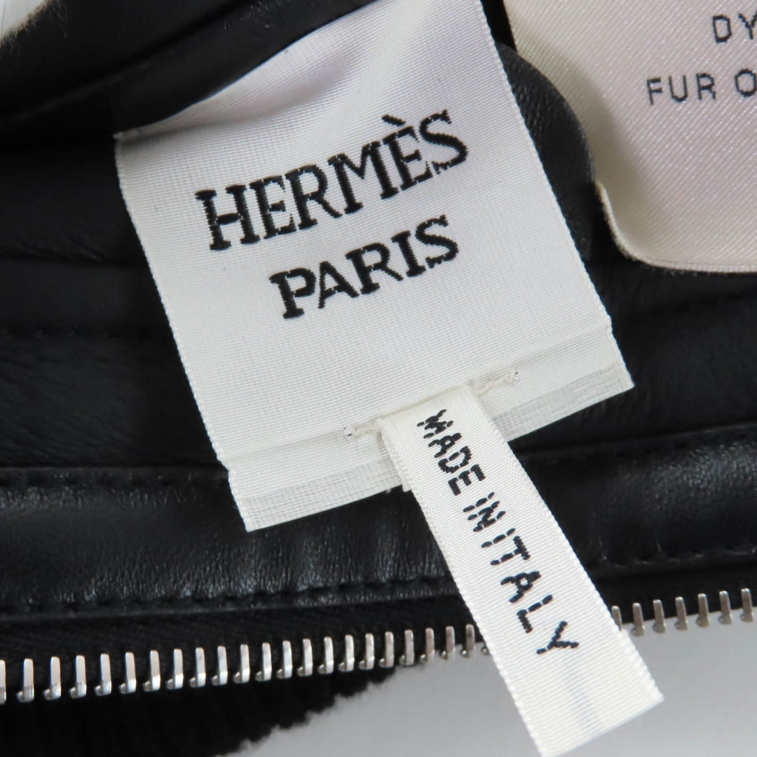 Excellent HERMES Best Knit switching ZIP UP Mouton black Sheep Women 34 3H1231D5