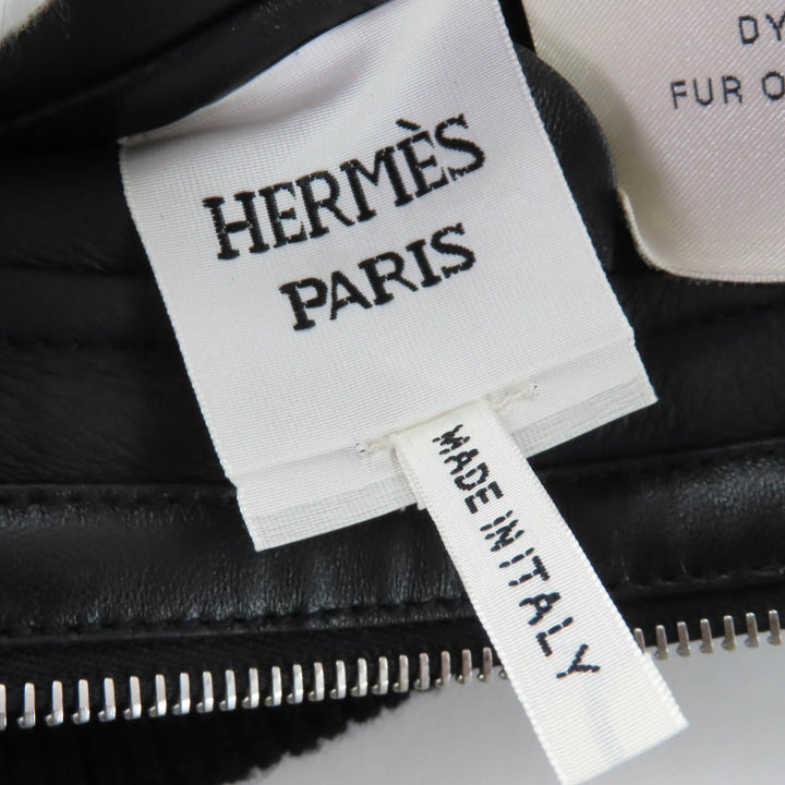 Excellent HERMES Best Knit switching ZIP UP Mouton black Sheep Women 34 3H1231D5