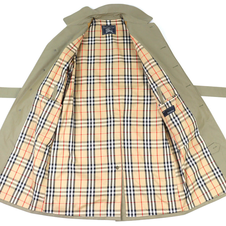 Excellent Burberrys trench coat Nova check pattern lining, belted, long, khaki