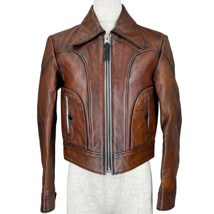 Great COACH Leather jacket Landscape Lining Sukajan Pattern Single Brown 0 26236