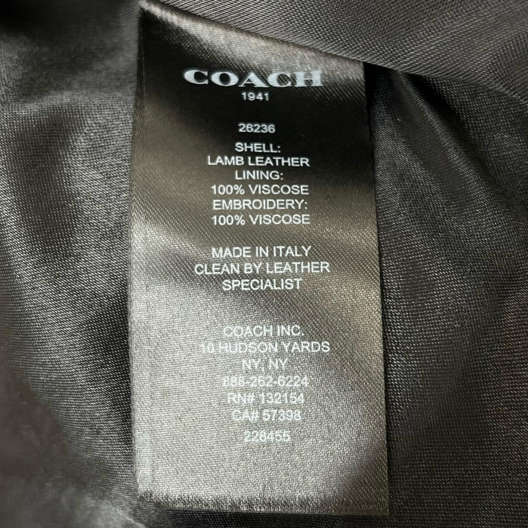 Great COACH Leather jacket Landscape Lining Sukajan Pattern Single Brown 0 26236