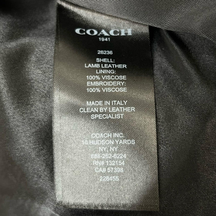 Great COACH Leather jacket Landscape Lining Sukajan Pattern Single Brown 0 26236