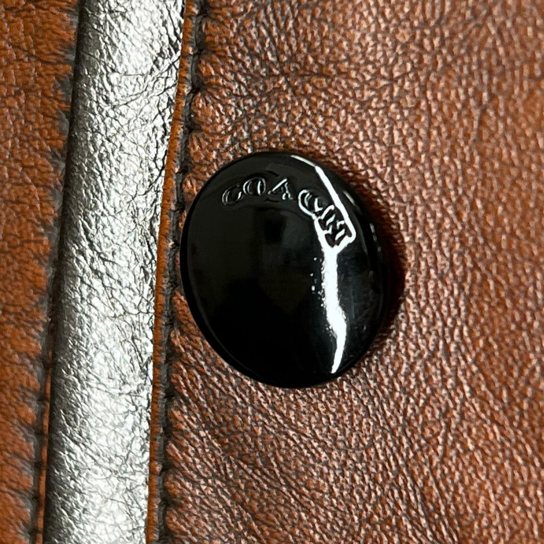 Great COACH Leather jacket Landscape Lining Sukajan Pattern Single Brown 0 26236