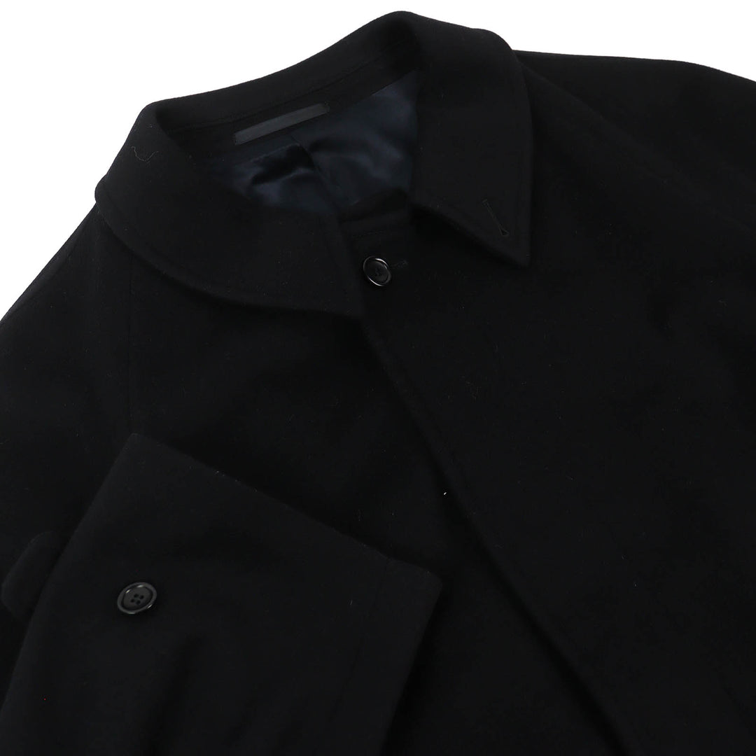 Great ARMANI COLLEZIONI coat long with belt black wool mens 52