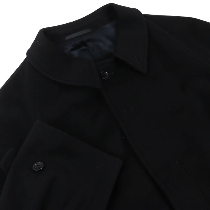 Great ARMANI COLLEZIONI coat long with belt black wool mens 52