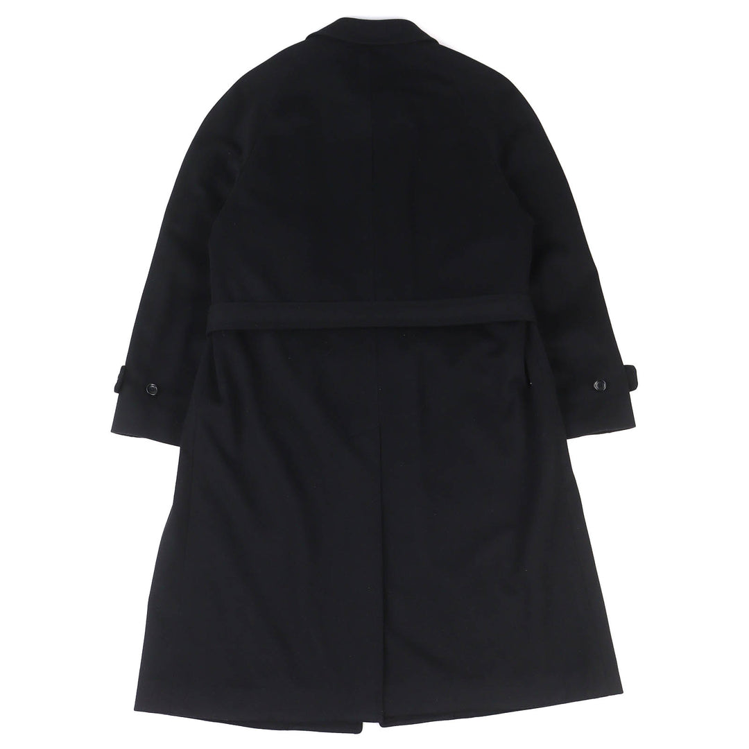 Great ARMANI COLLEZIONI coat long with belt black wool mens 52