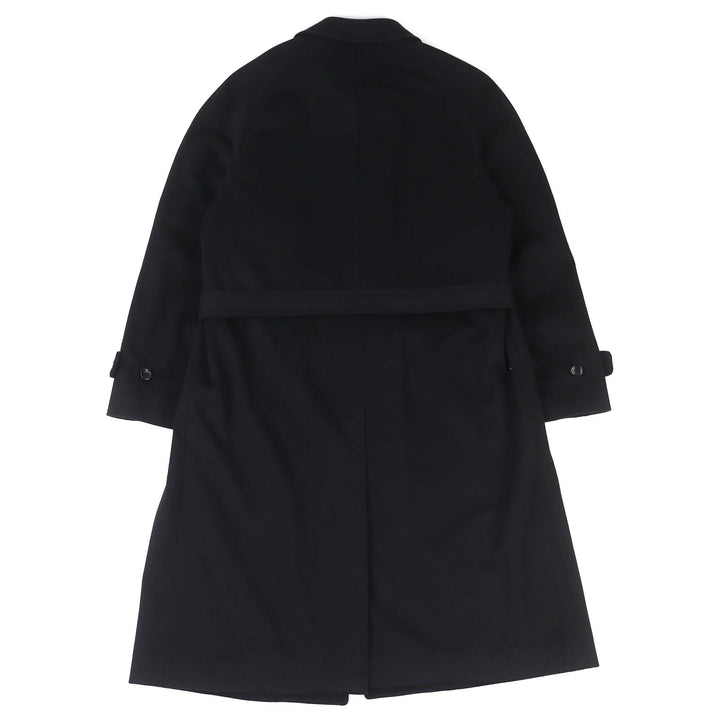 Great ARMANI COLLEZIONI coat long with belt black wool mens 52