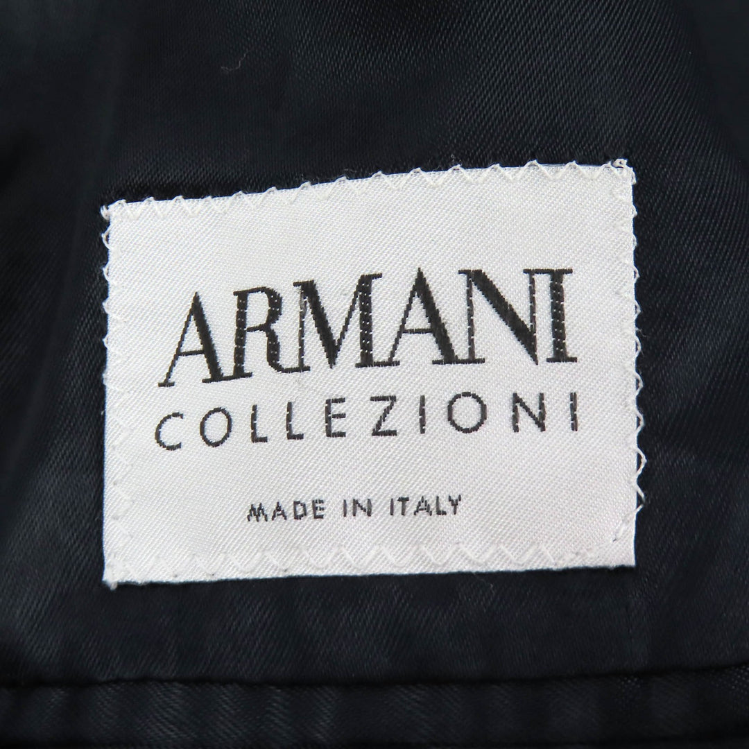 Great ARMANI COLLEZIONI coat long with belt black wool mens 52