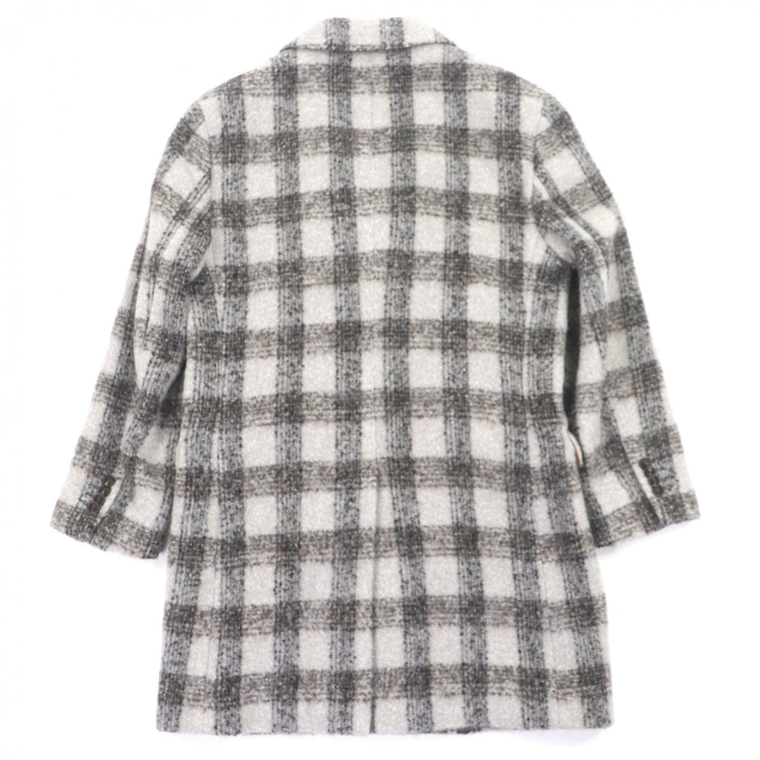 Excellent ETRO Chester coat Check Pattern logo button Light gray alpaca mens 46