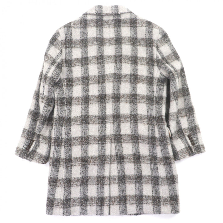 Excellent ETRO Chester coat Check Pattern logo button Light gray alpaca mens 46