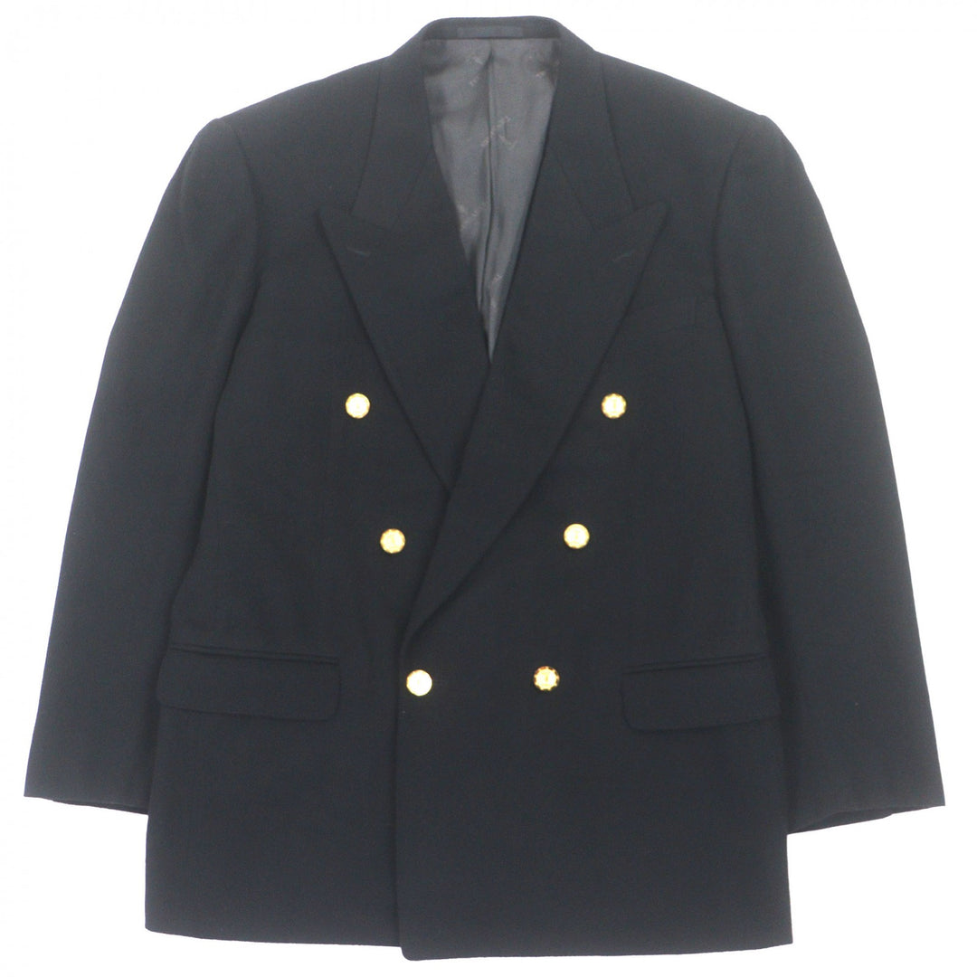 Great TRUSSARDI tailored jacket gold button double jacket black cashmere mens