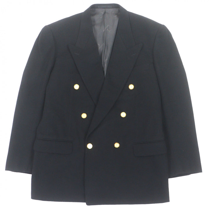 Great TRUSSARDI tailored jacket gold button double jacket black cashmere mens