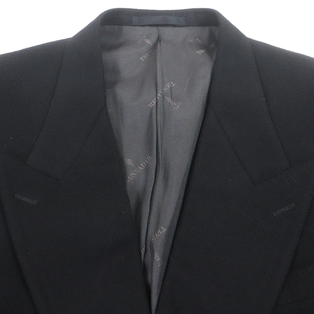 Great TRUSSARDI tailored jacket gold button double jacket black cashmere mens