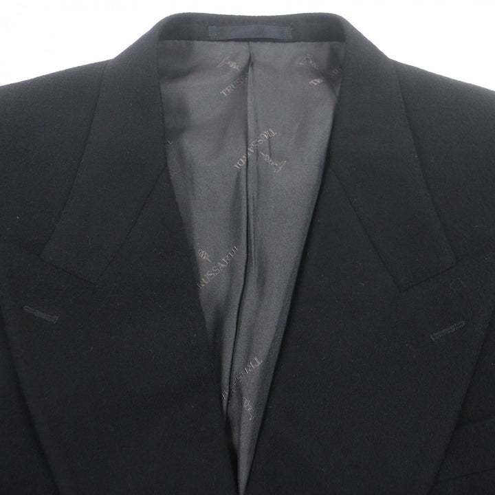 Great TRUSSARDI tailored jacket gold button double jacket black cashmere mens
