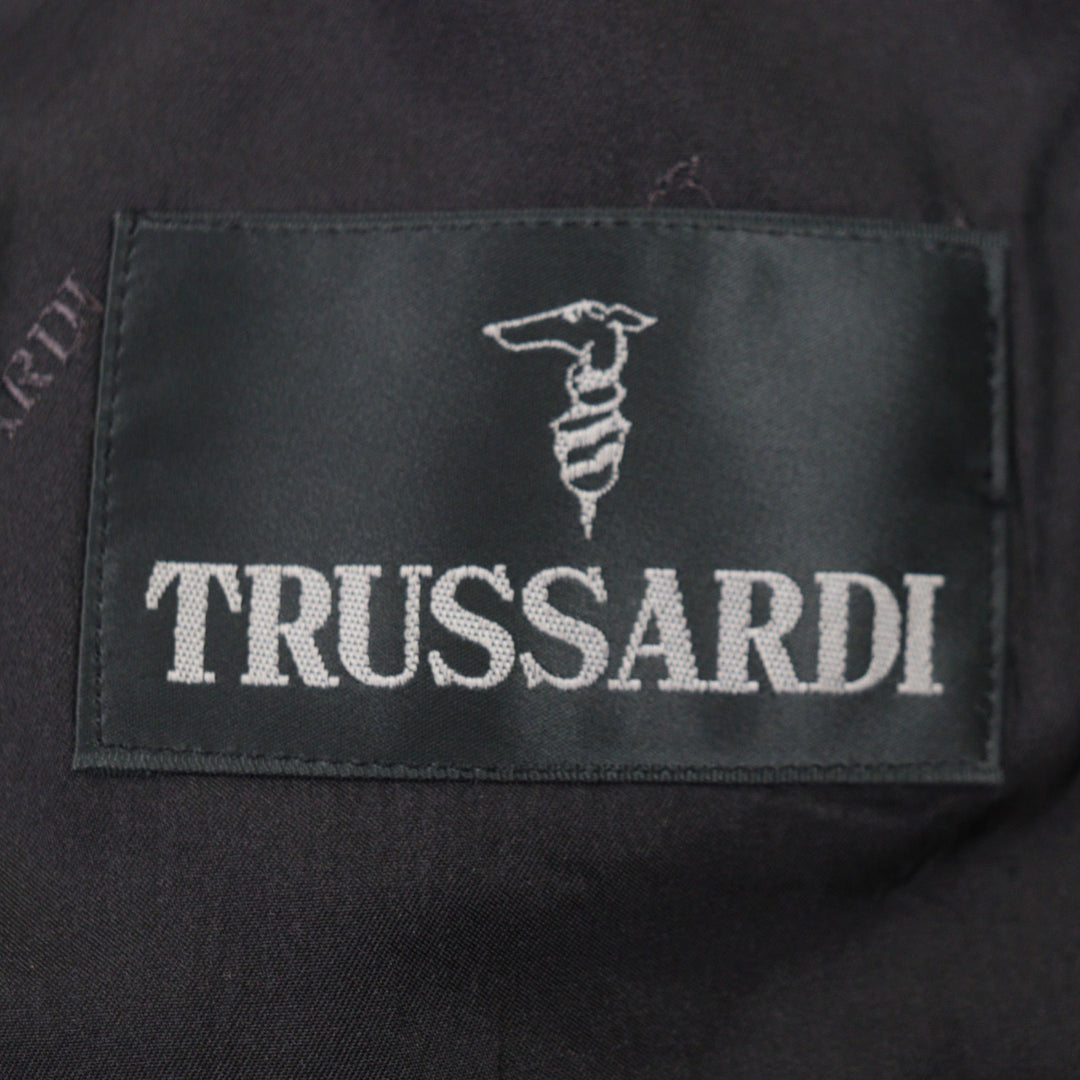 Great TRUSSARDI tailored jacket gold button double jacket black cashmere mens