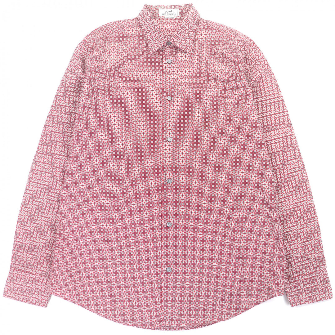 Great HERMES Long sleeve shirt Chaine d'Ancre all-over print with Serie buttons