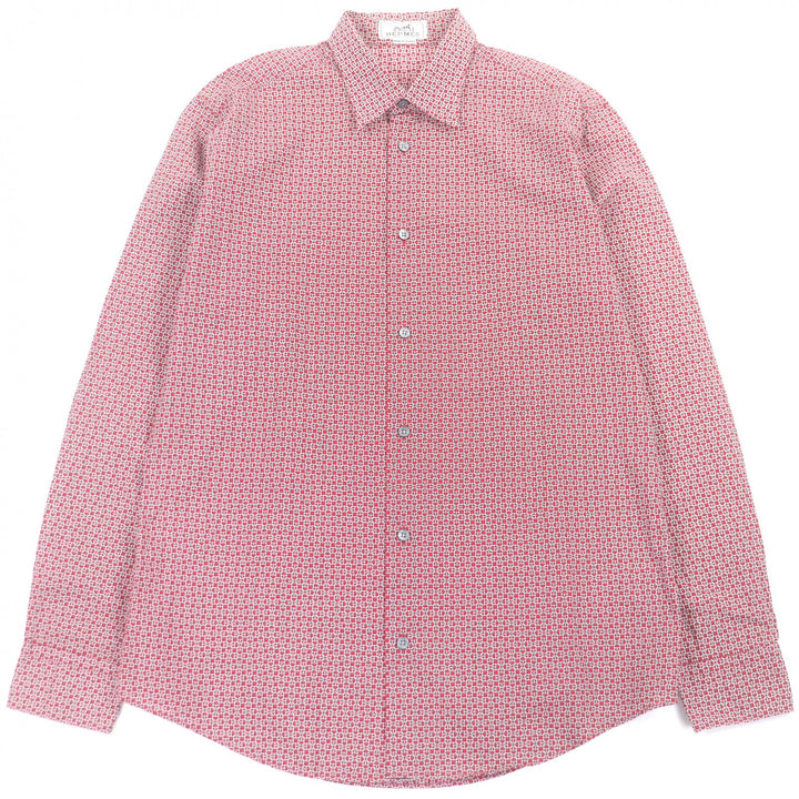 Great HERMES Long sleeve shirt Chaine d'Ancre all-over print with Serie buttons