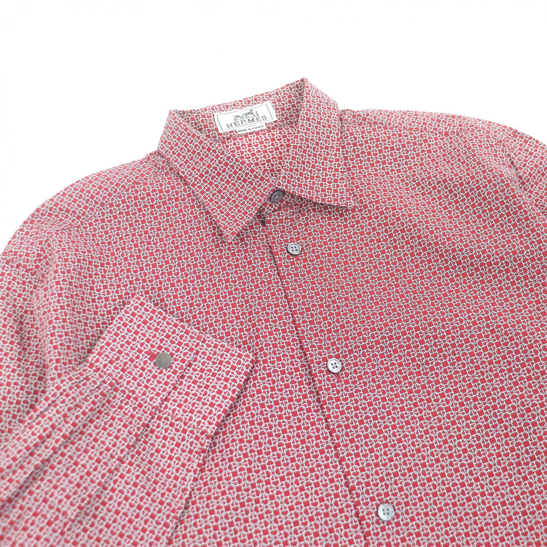 Great HERMES Long sleeve shirt Chaine d'Ancre all-over print with Serie buttons