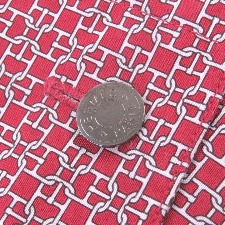 Great HERMES Long sleeve shirt Chaine d'Ancre all-over print with Serie buttons