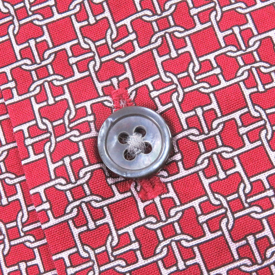 Great HERMES Long sleeve shirt Chaine d'Ancre all-over print with Serie buttons
