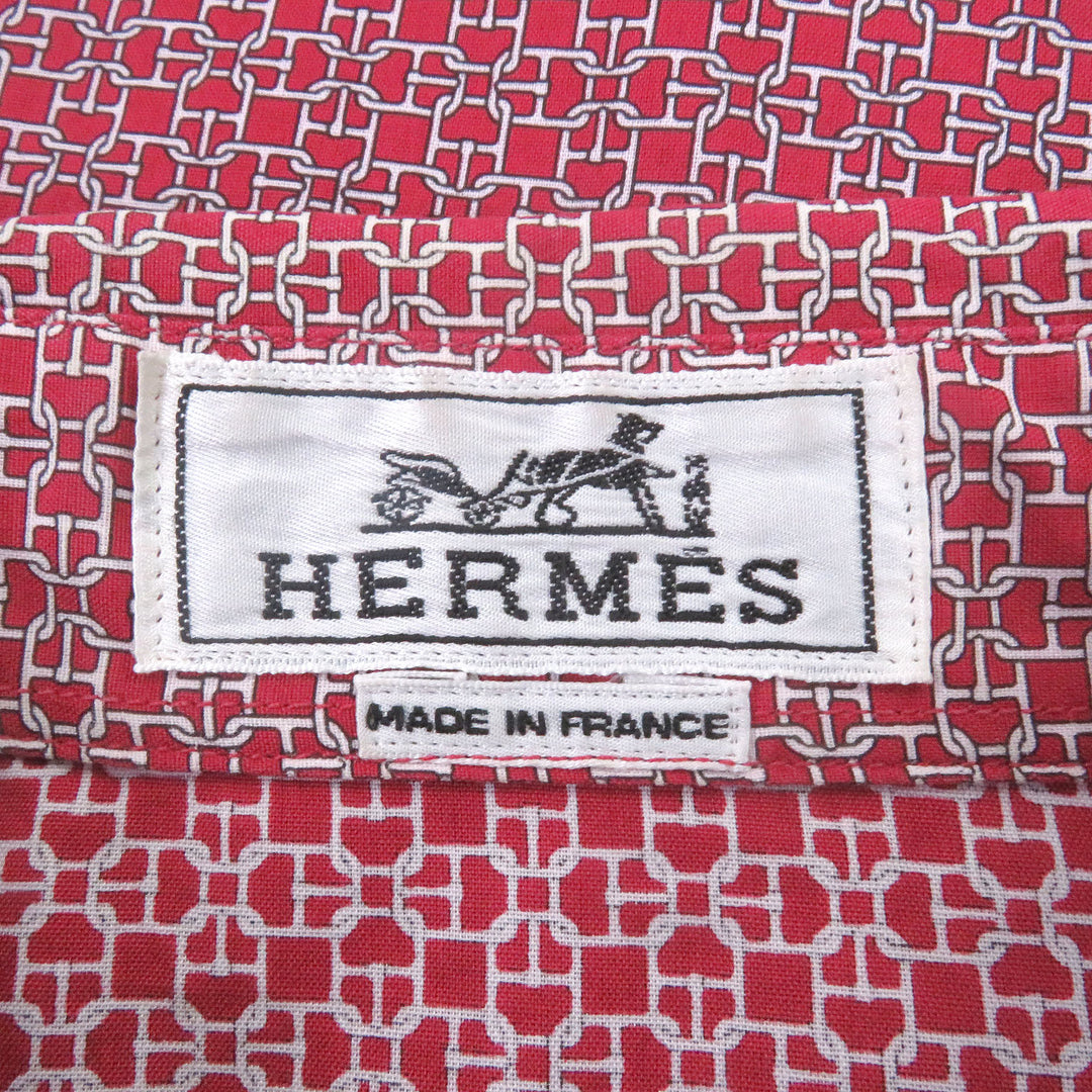 Great HERMES Long sleeve shirt Chaine d'Ancre all-over print with Serie buttons