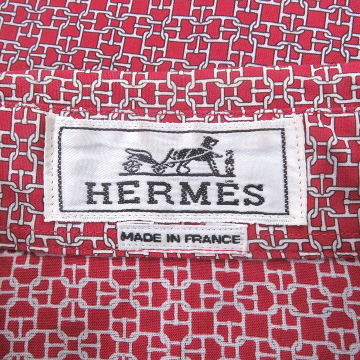 Great HERMES Long sleeve shirt Chaine d'Ancre all-over print with Serie buttons