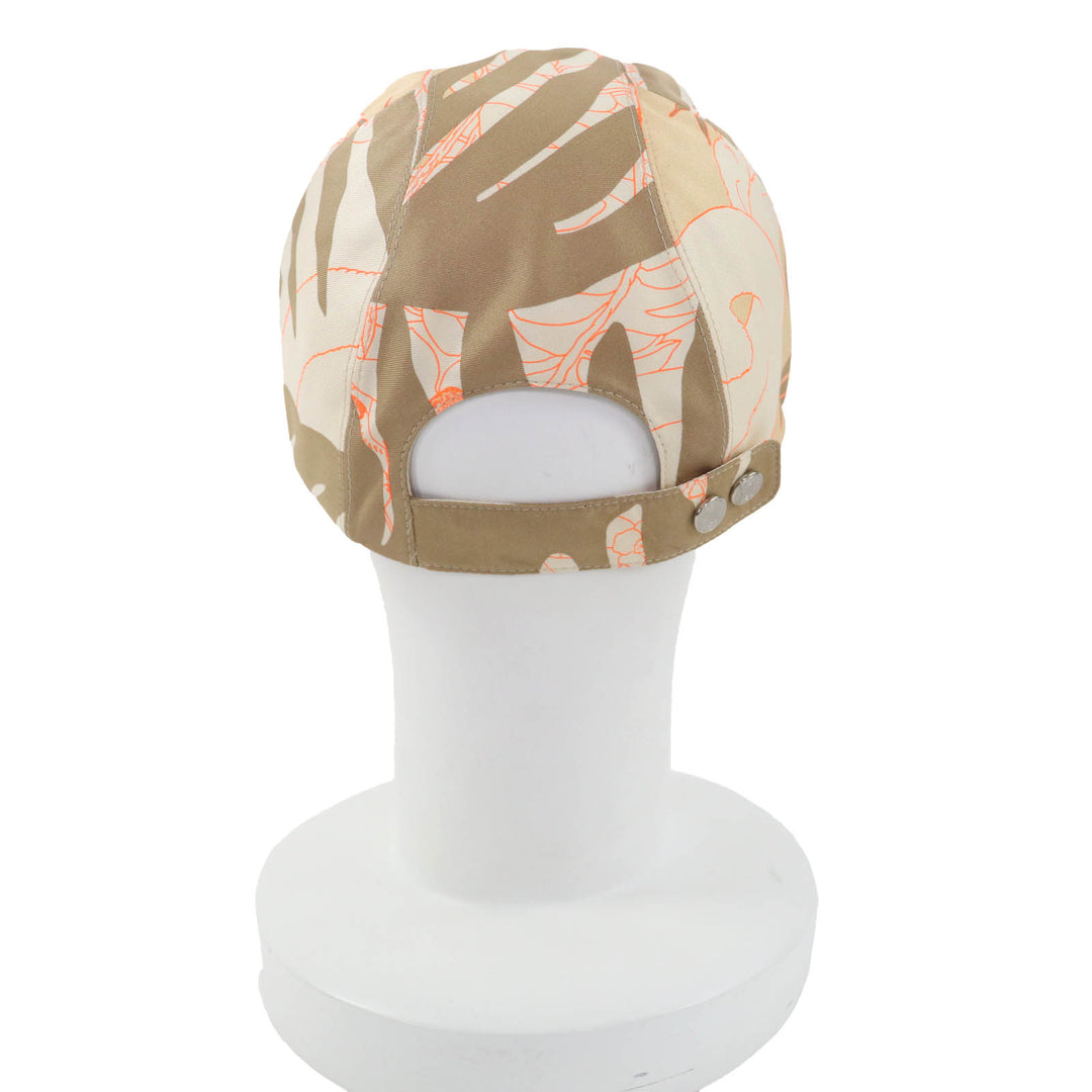 新品HERMESキャップ デイビス ジャングルラブ セリエボタン付き ブラウン シルク レディース