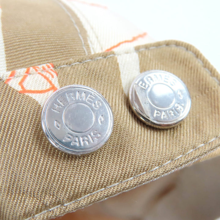 新品HERMESキャップ デイビス ジャングルラブ セリエボタン付き ブラウン シルク レディース