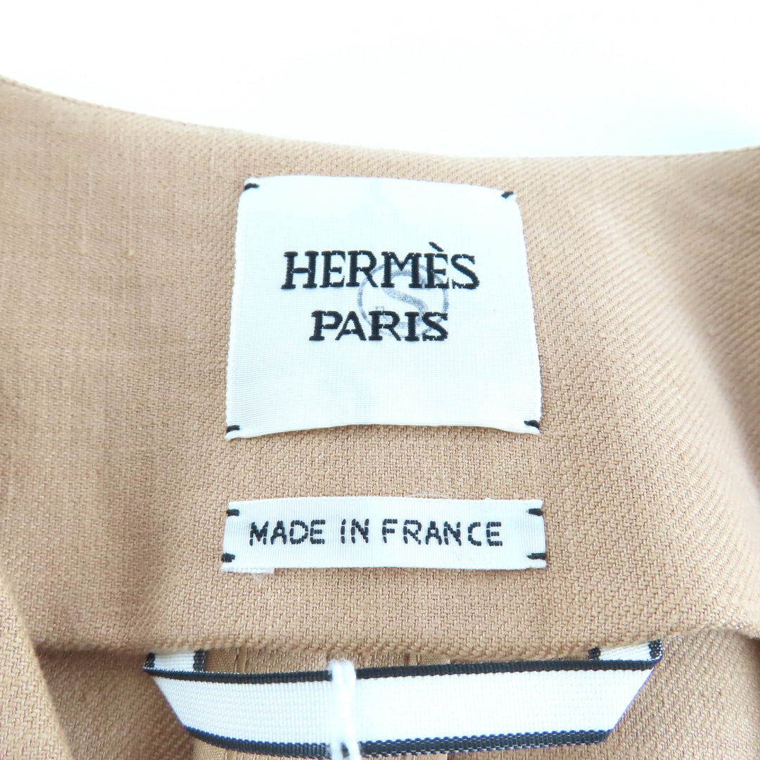 新品 HERMES コート ベージュ リネン レディース 38