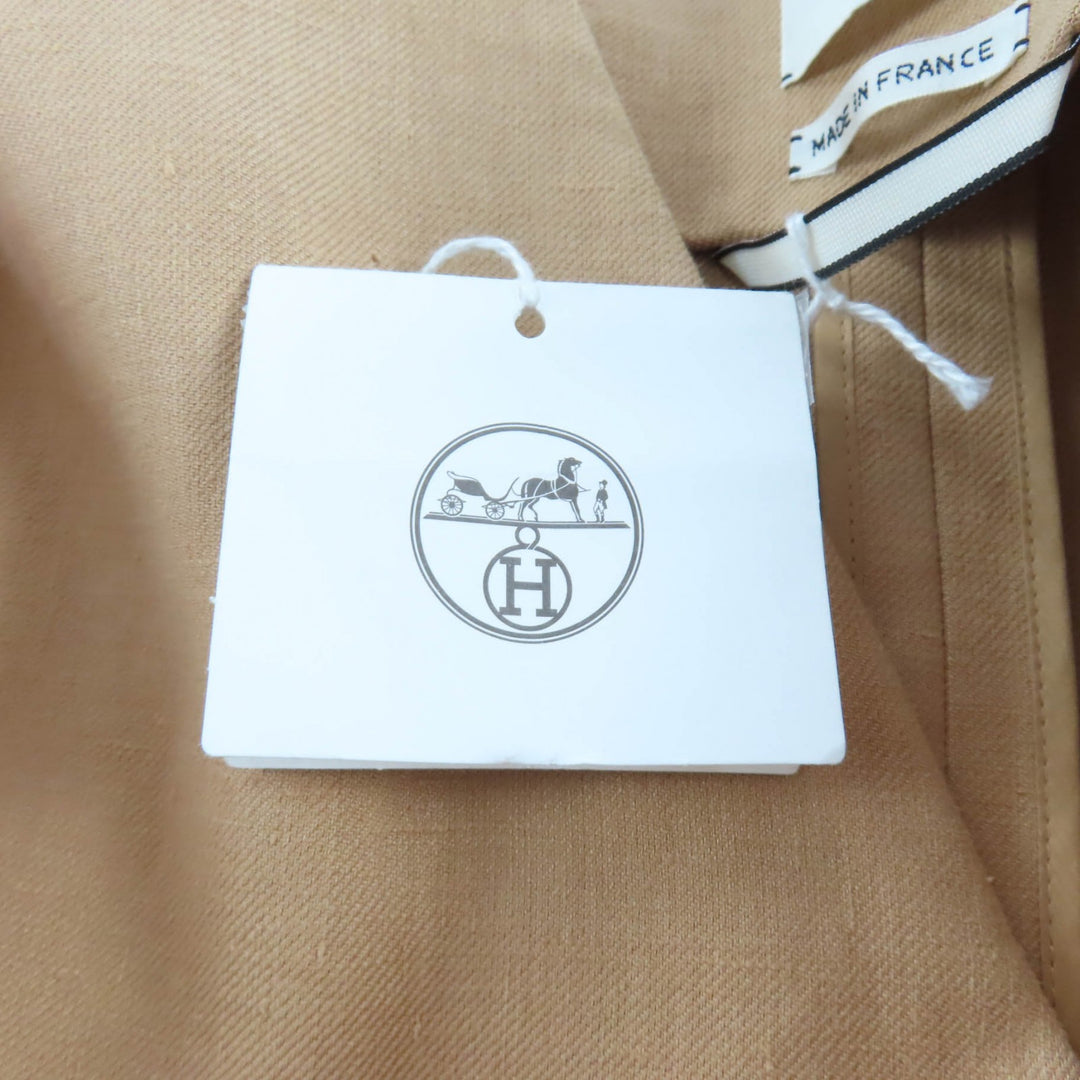 新品 HERMES コート ベージュ リネン レディース 38