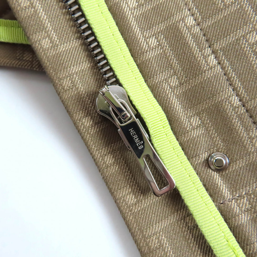 新品 HERMES コート カーキ ポリエステル レディース 34 2H0117DP