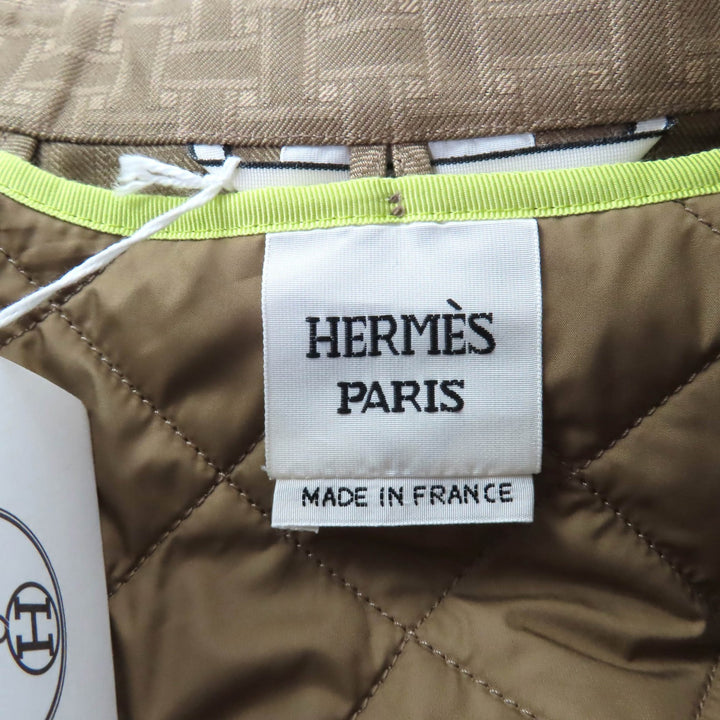 新品 HERMES コート カーキ ポリエステル レディース 34 2H0117DP