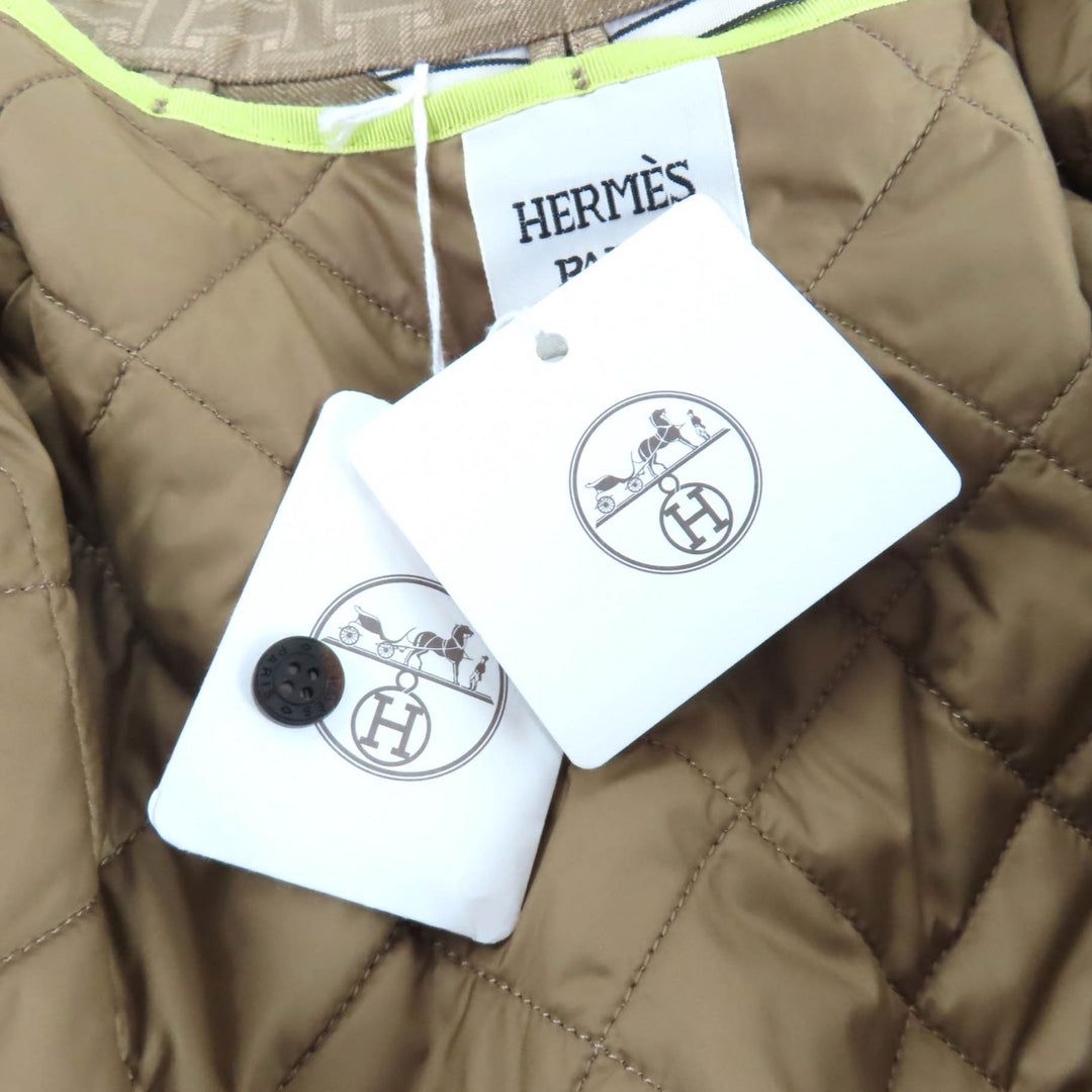 新品 HERMES コート カーキ ポリエステル レディース 34 2H0117DP
