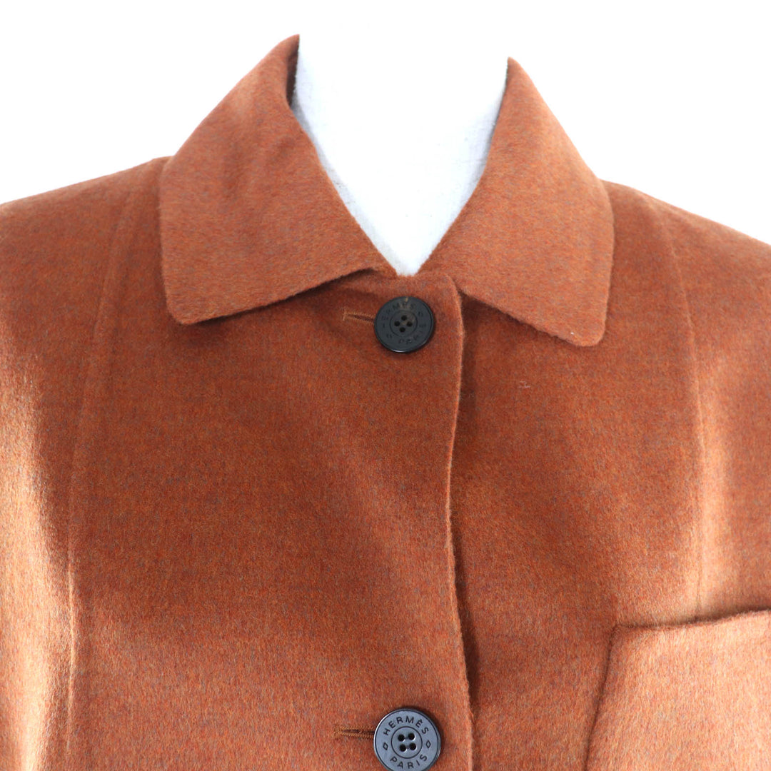 新品 HERMES ジャケット ブラウン カシミア レディース 34 5E0235DC