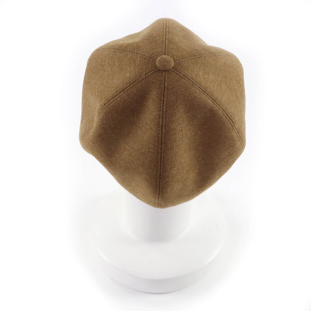 Pristine HERMES beret Gabriel Serie Metal with Leather Brown wool Women 57