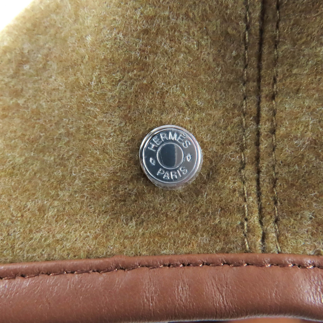 Pristine HERMES beret Gabriel Serie Metal with Leather Brown wool Women 57