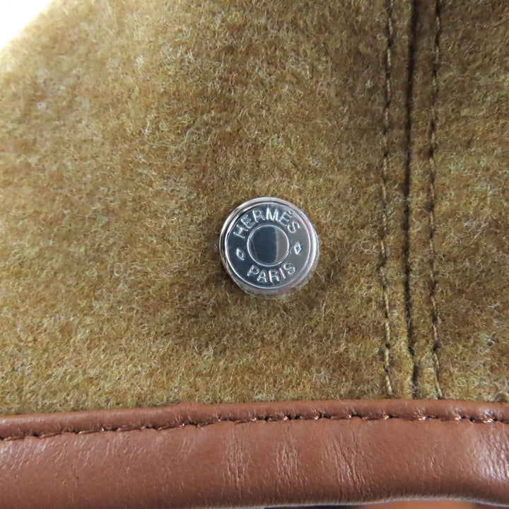 Pristine HERMES beret Gabriel Serie Metal with Leather Brown wool Women 57