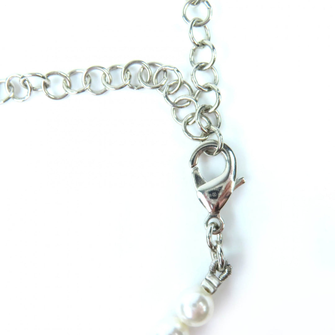 Excellent CHANEL Necklace COCO Mark Faux Pearl Choker white Women B25C ABF105
