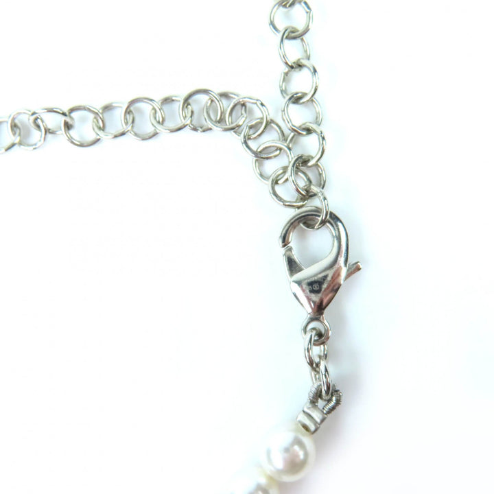 Excellent CHANEL Necklace COCO Mark Faux Pearl Choker white Women B25C ABF105