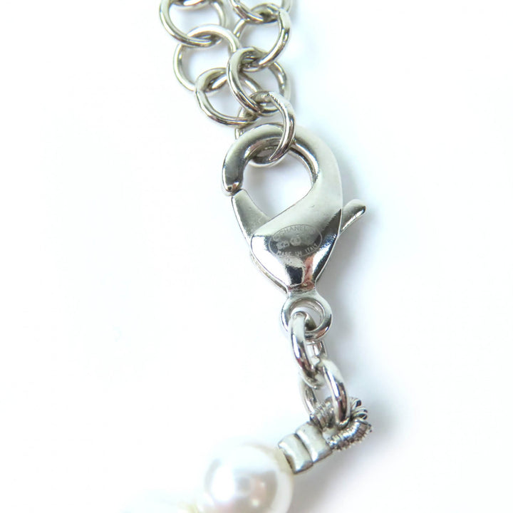 Excellent CHANEL Necklace COCO Mark Faux Pearl Choker white Women B25C ABF105