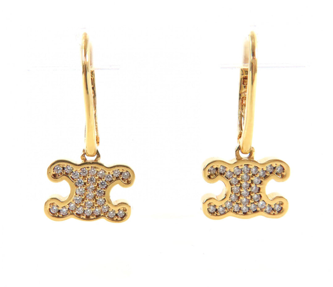 Excellent CELINE Pierce Triomphe Rhinestone gold ー Women 460GC6BZI