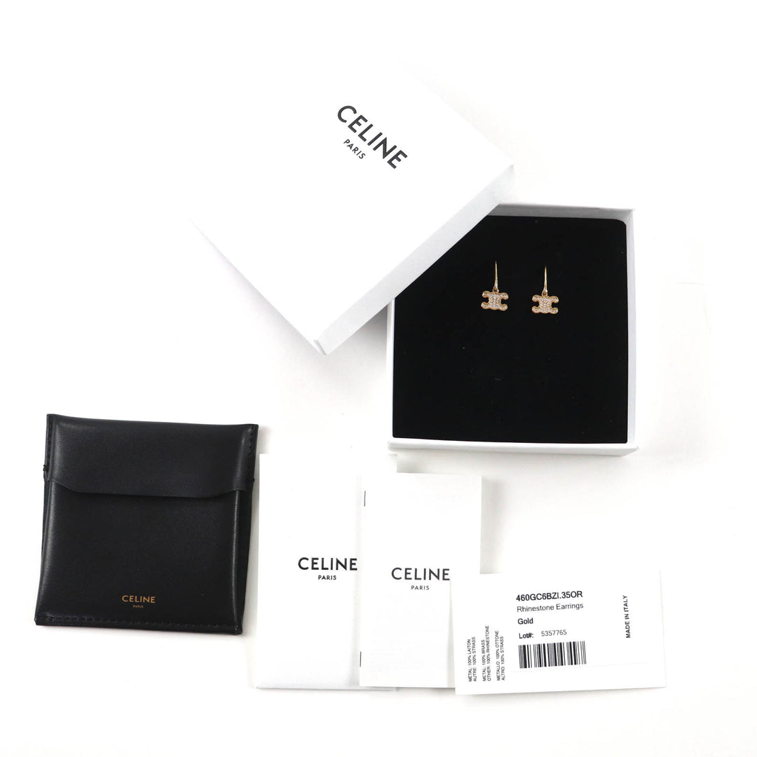 Excellent CELINE Pierce Triomphe Rhinestone gold ー Women 460GC6BZI