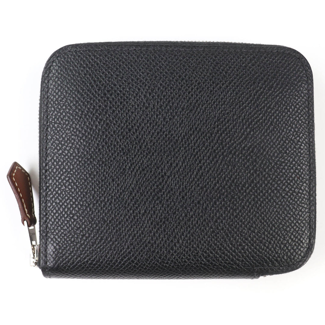 Great HERMES Bifold Wallet Azap silk in compact black Epsom Leather Women