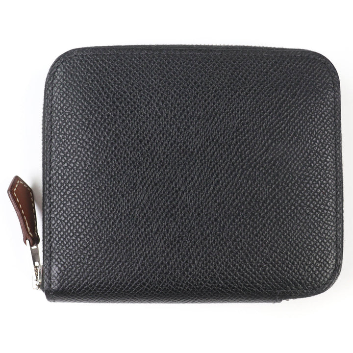 Great HERMES Bifold Wallet Azap silk in compact black Epsom Leather Women