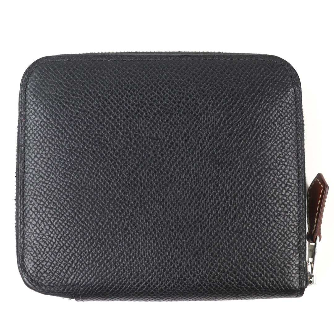Great HERMES Bifold Wallet Azap silk in compact black Epsom Leather Women