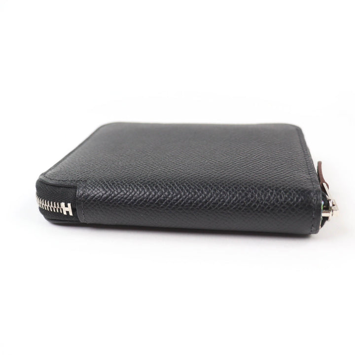 Great HERMES Bifold Wallet Azap silk in compact black Epsom Leather Women