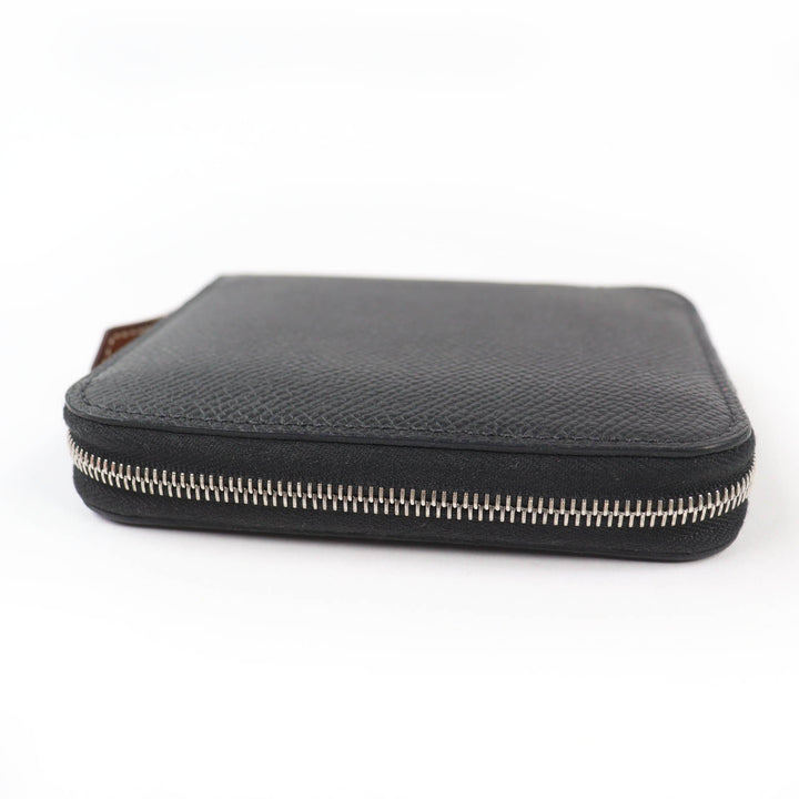 Great HERMES Bifold Wallet Azap silk in compact black Epsom Leather Women