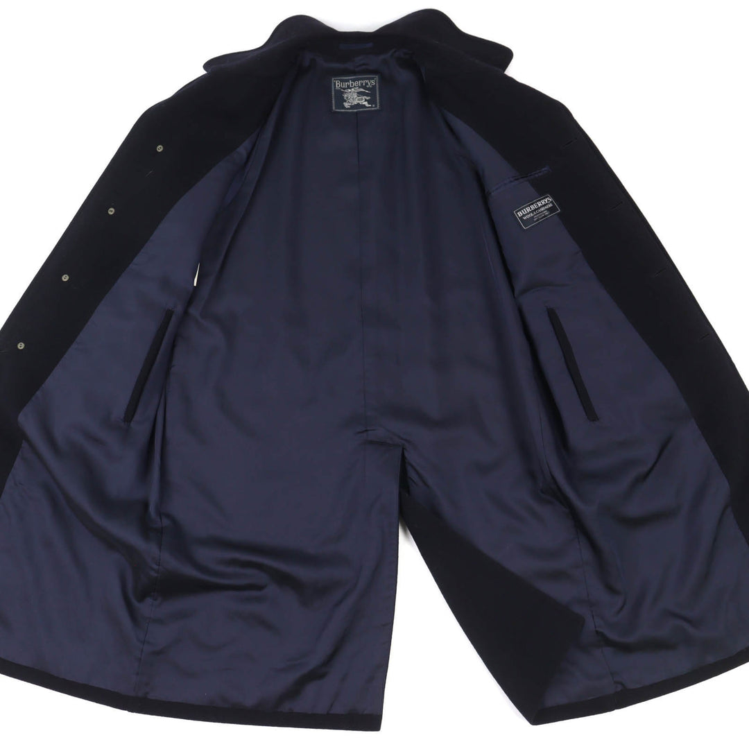 Great Burberrys coat long Navy wool mens